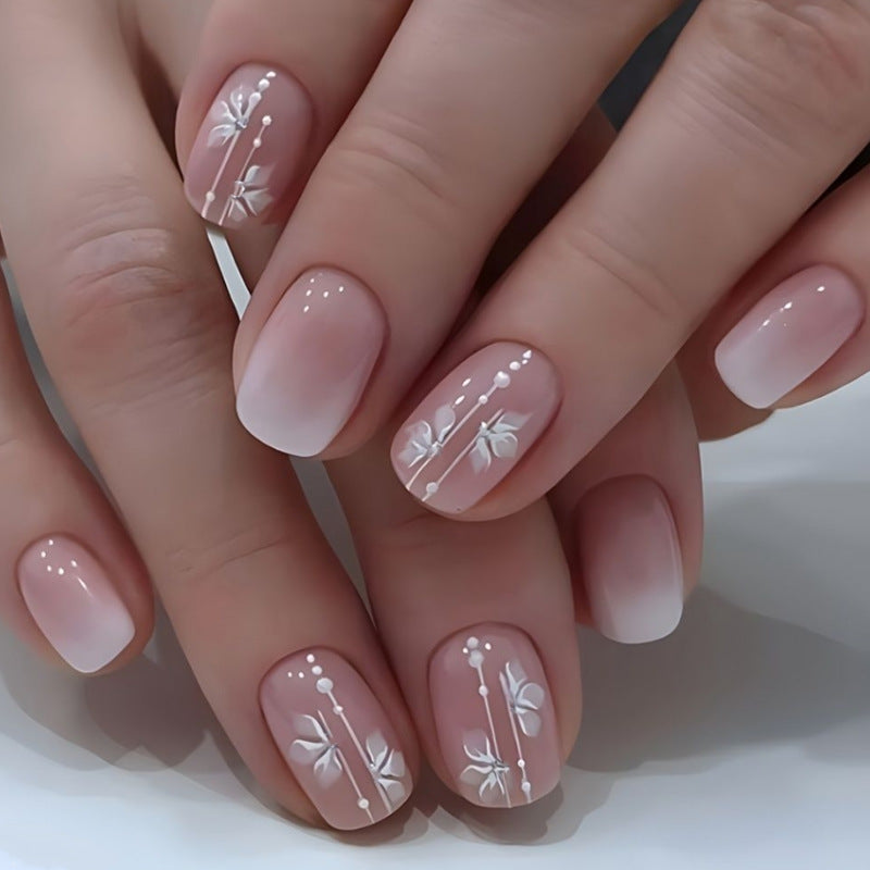 Elegant Floral Press-On Nail Set Bowlift