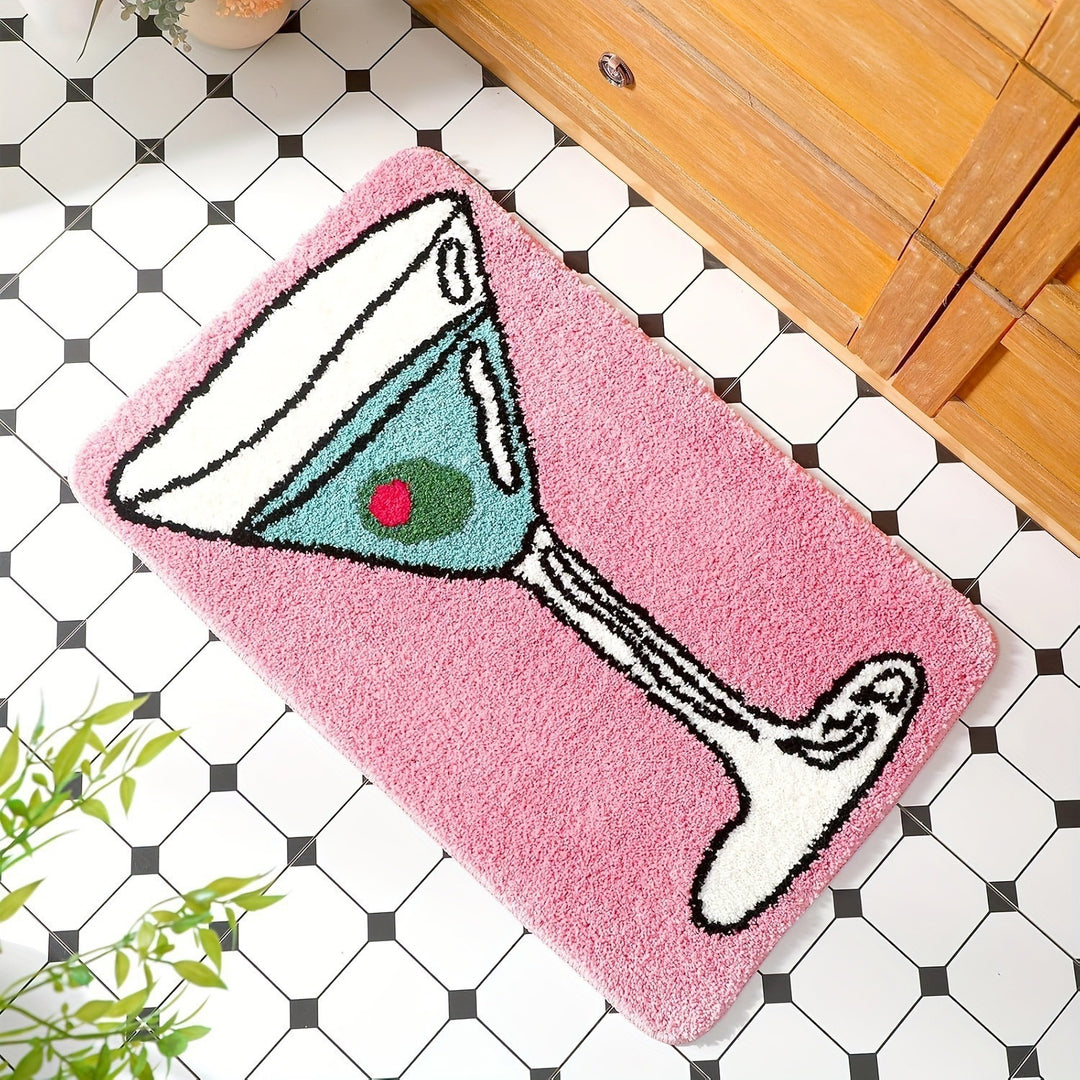 Playful Cocktail Glass Bath Mat