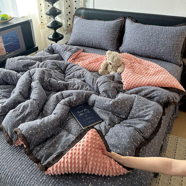 Plush Minky Dot Quilted Comforter Set