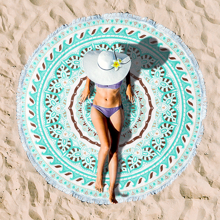 round beach towel with cheerful palm motif Bowlift