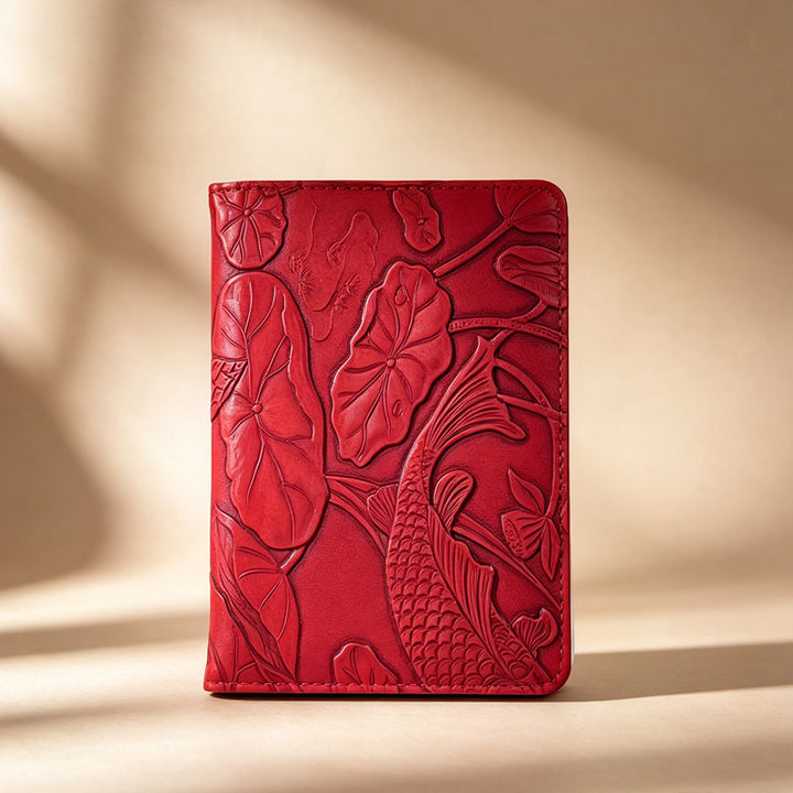Women Faux Leather Wallet with Floral Embossing Bowlift