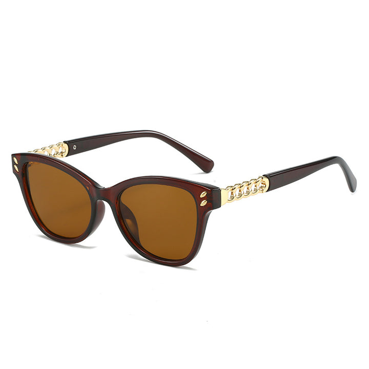 Ladies fashionable cat-eye sunglasses with luxurious chain accents Bowlift