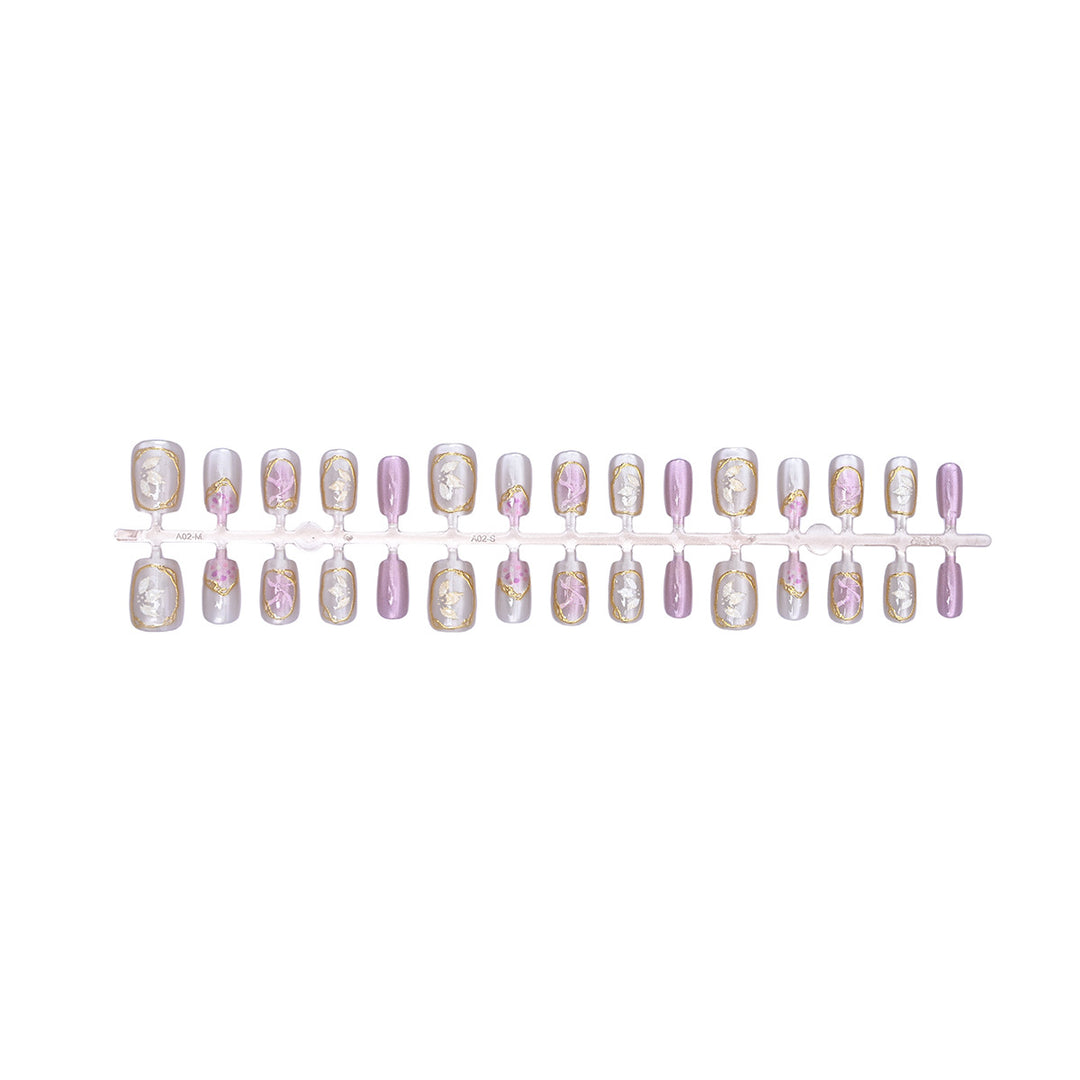Decorative Press-On Nail Set with Floral Accents Bowlift