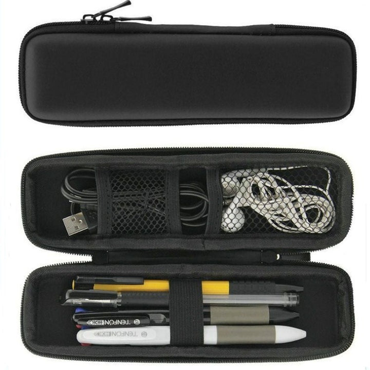Compact Semi-Rigid Travel Electronics Organizer Case with Mesh Pocket and Elastic Straps Bowlift