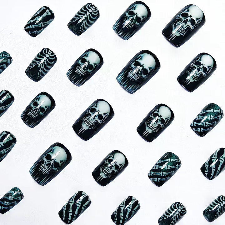Creative artificial nails in spooky skull design Bowlift