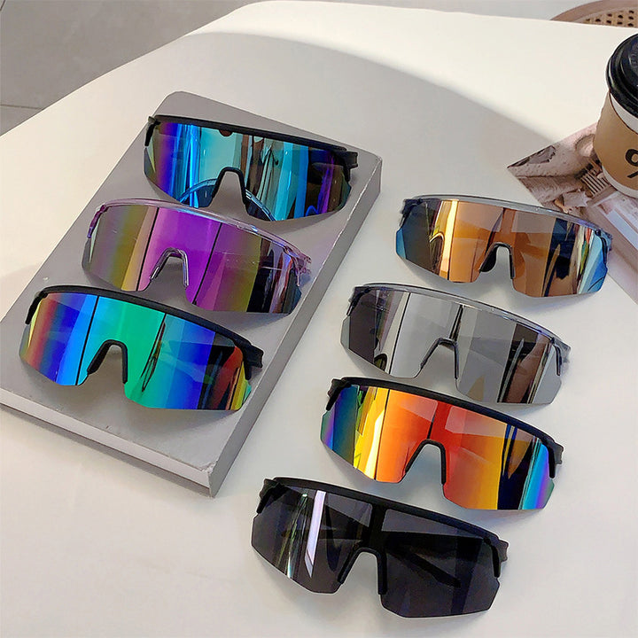 Unisex nan sporty performance sunglasses with continuous visor lens and shatterproof polycarbonate lens Bowlift