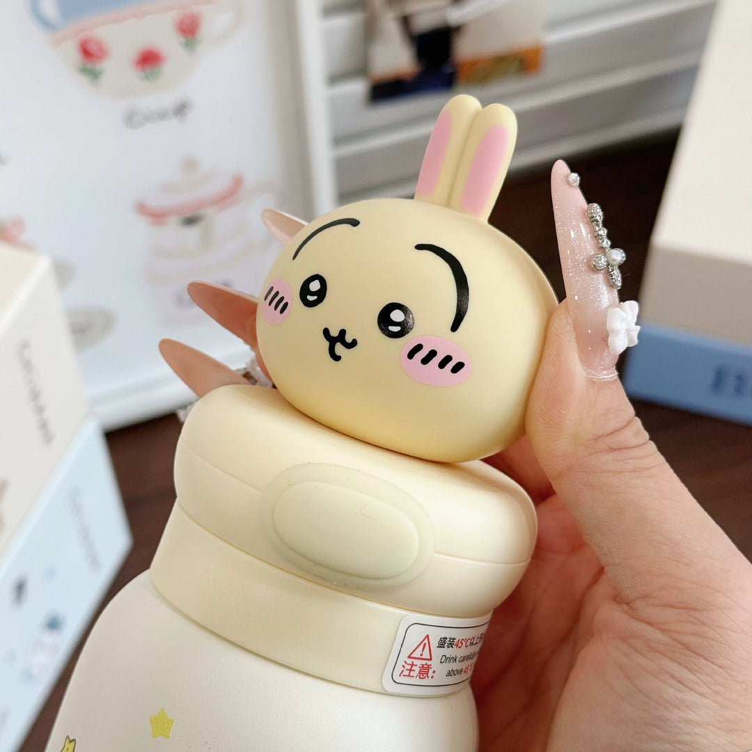 Women Stainless Steel Water Bottle with Interactive Animal Head Design Bowlift