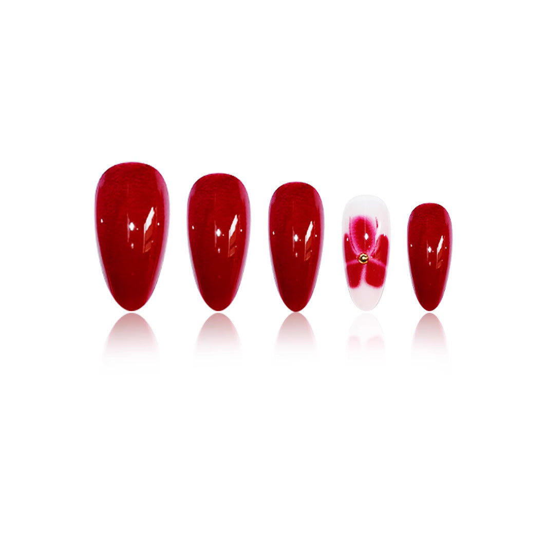Elegant Floral Press-On Nail Art Bowlift