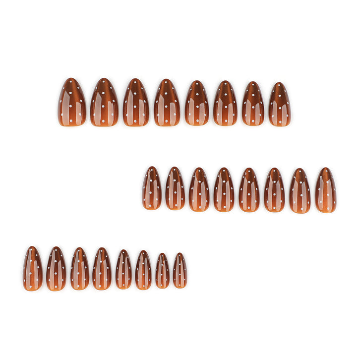 Artful nail extensions with glossy ombre effect and elegant dots Bowlift