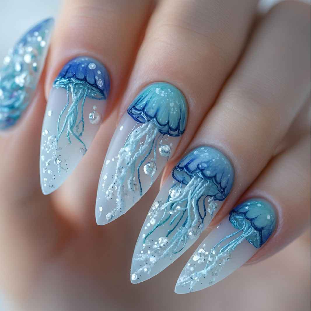 Artistic Jellyfish Design Nail Art Bowlift