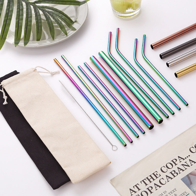 Stainless Steel Straw Set with Cleaning Brushes Bowlift