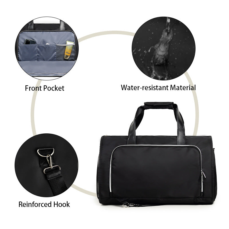 Elegant travel and sports bag with integrated suit compartment Bowlift