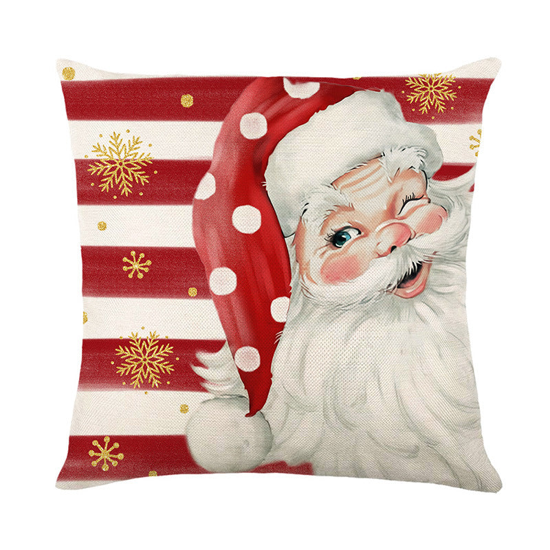 Decorative Linen-Texture Christmas Tree Throw Pillow Cover with Merry Christmas Script
