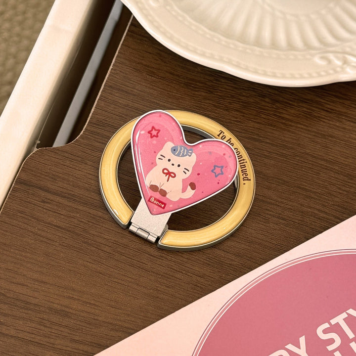 Hand mirror in heart-shaped design with cute bear motif Bowlift