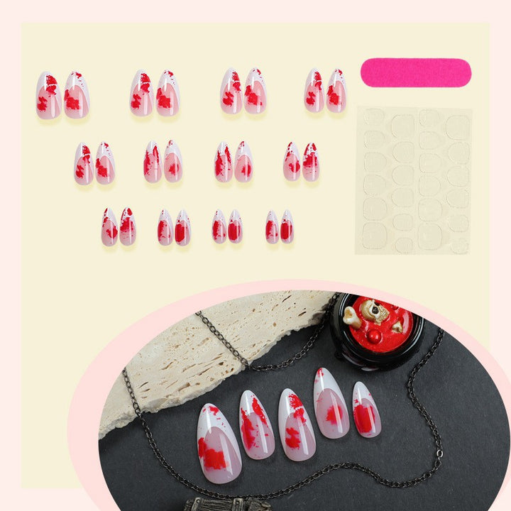 Artistic Press-On Nail Set with Floral Design Bowlift