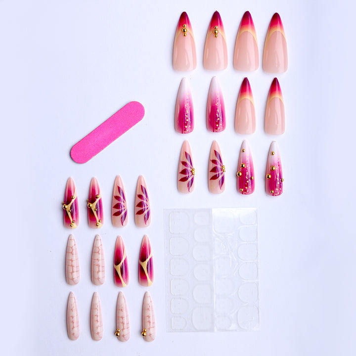 Exquisite Artificial Nails with Glamorous Accents Bowlift
