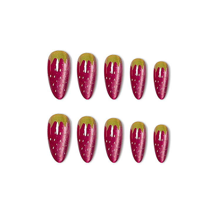 Strawberry-Themed Acrylic Nail Enhancements Bowlift
