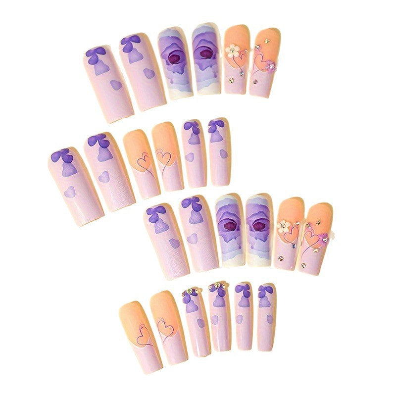 Artificial Nail Set with Floral Patterns Bowlift