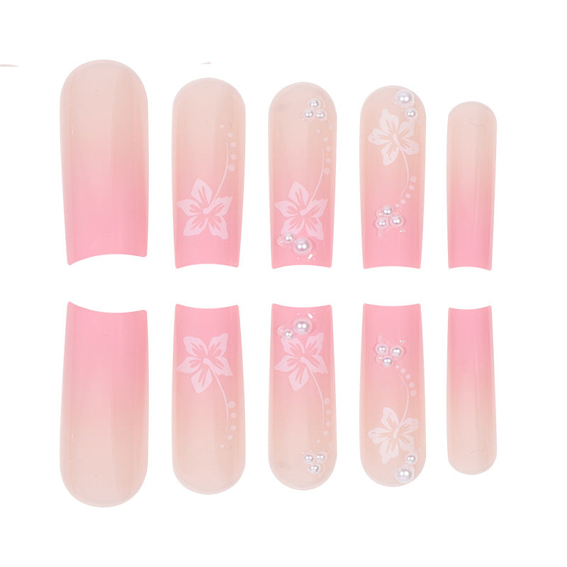 Elegant Floral Acrylic Press-On Nails Bowlift