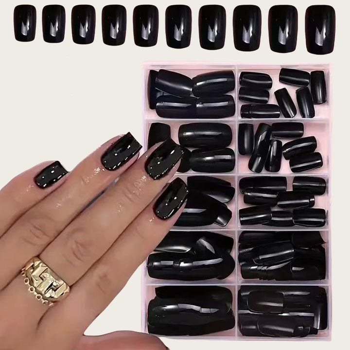 Artificial Nail Set in Shimmering Black Width Bowlift