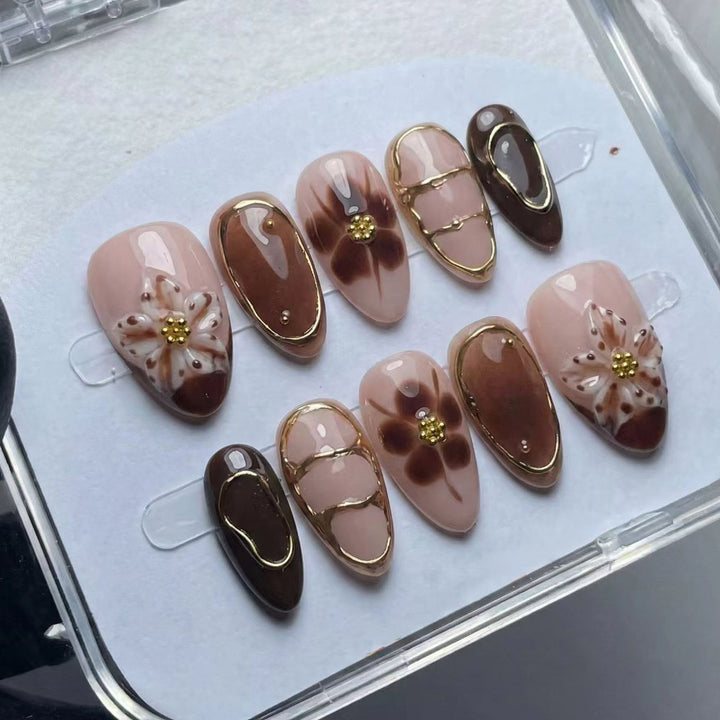 Artistic Floral Nail Art Press-On Set Bowlift