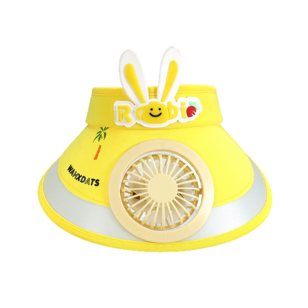 Sun protection with integrated battery fan, adjustable chin strap and cute bunny design Bowlift