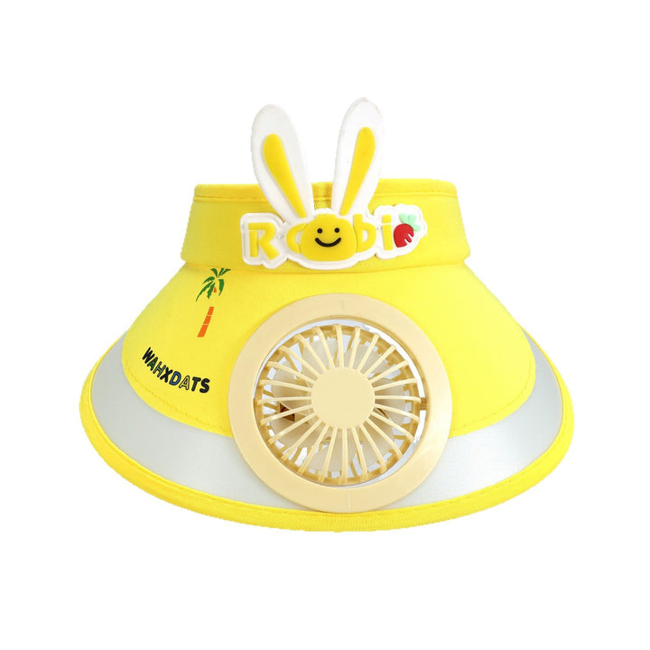 Sun protection with integrated battery fan, adjustable chin strap and cute bunny design Bowlift