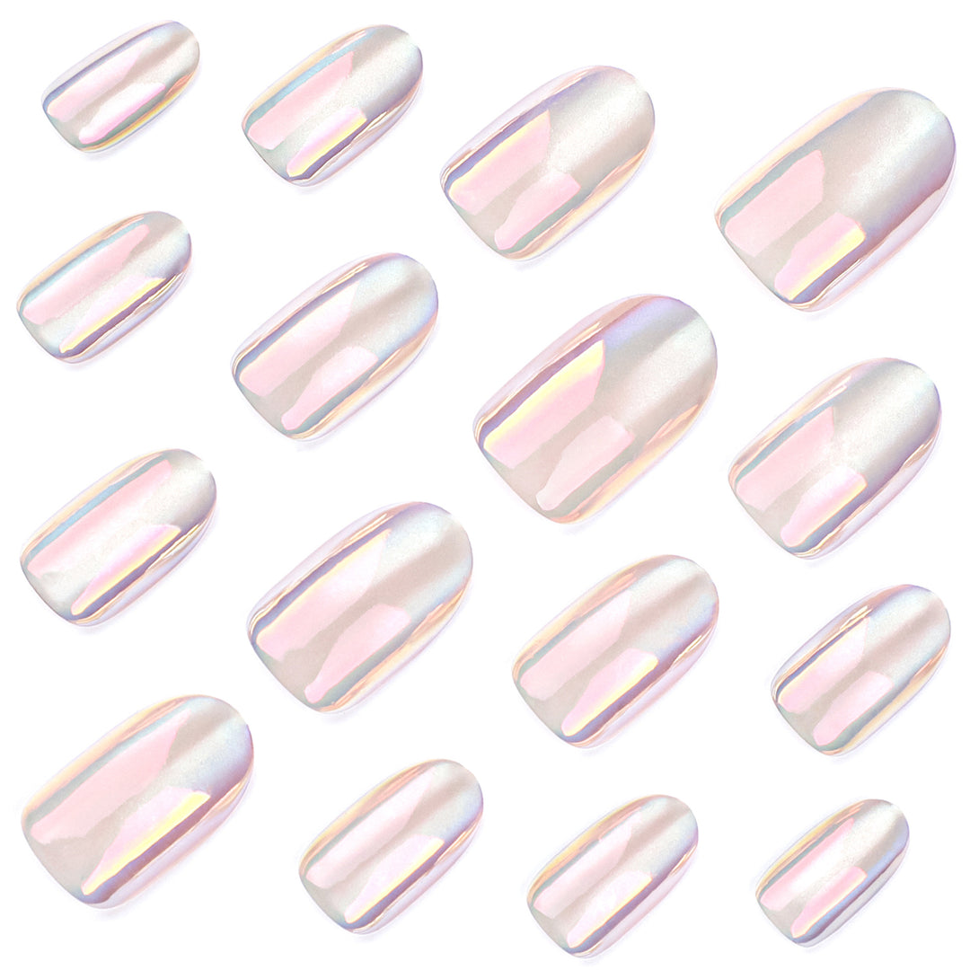 Trendy Nail Extensions with Shimmering Gradient Bowlift