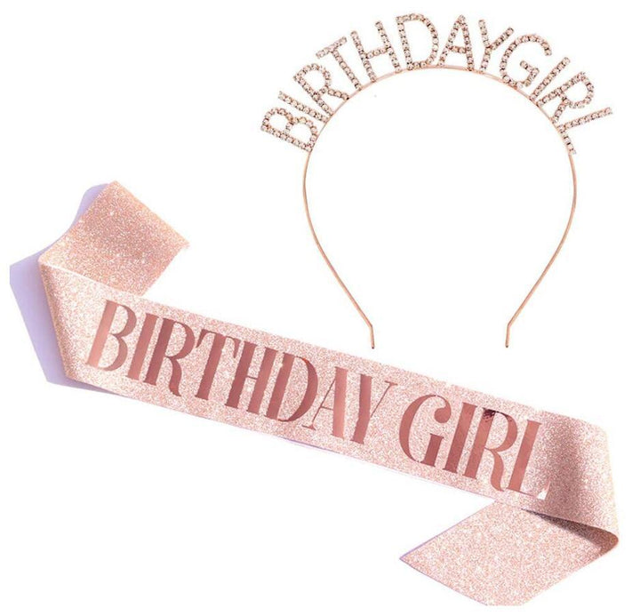 Ladies Glittering Birthday Crown with Festive Sash Bowlift