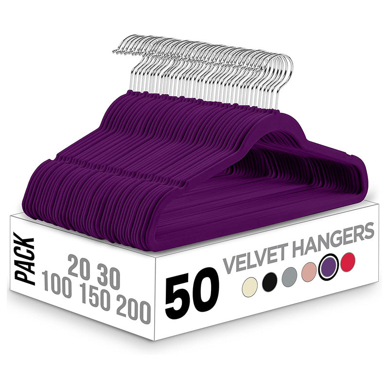 Slim velvet non-slip contoured hanger set with swivel chrome hooks Bowlift
