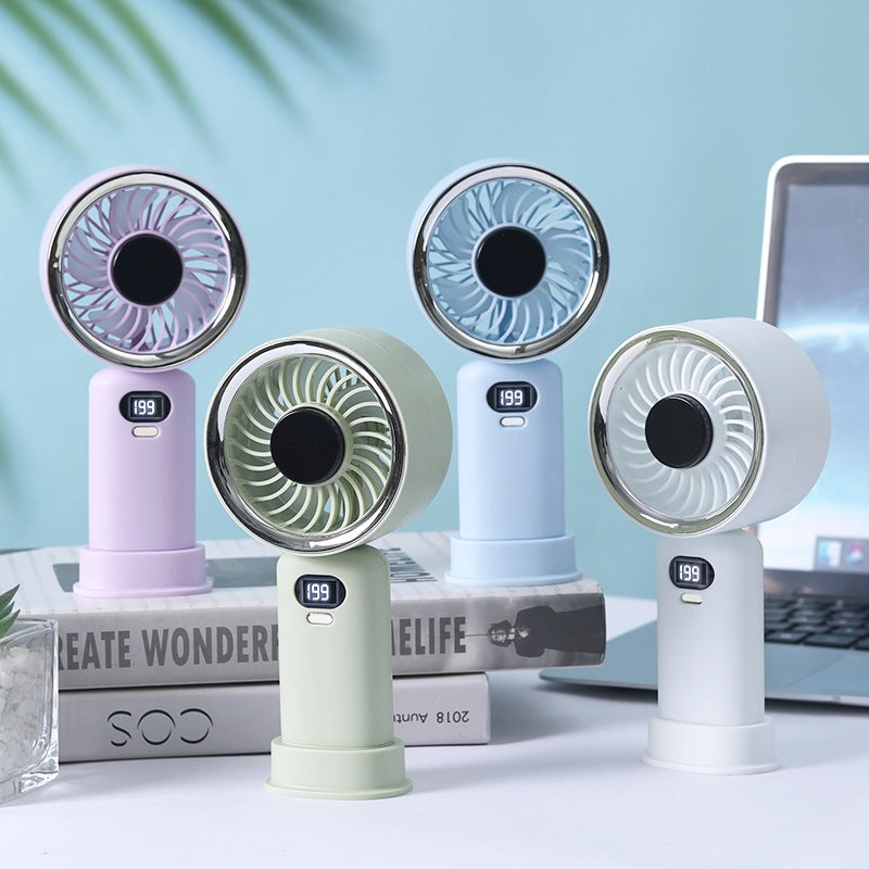 Unisex Portable Hand Fan with Digital Display Bowlift