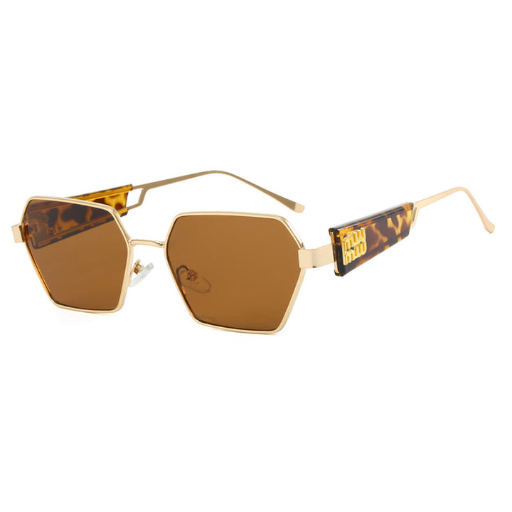 Ladies hexagonal sunglasses with elegant metal frame and protective lenses Bowlift