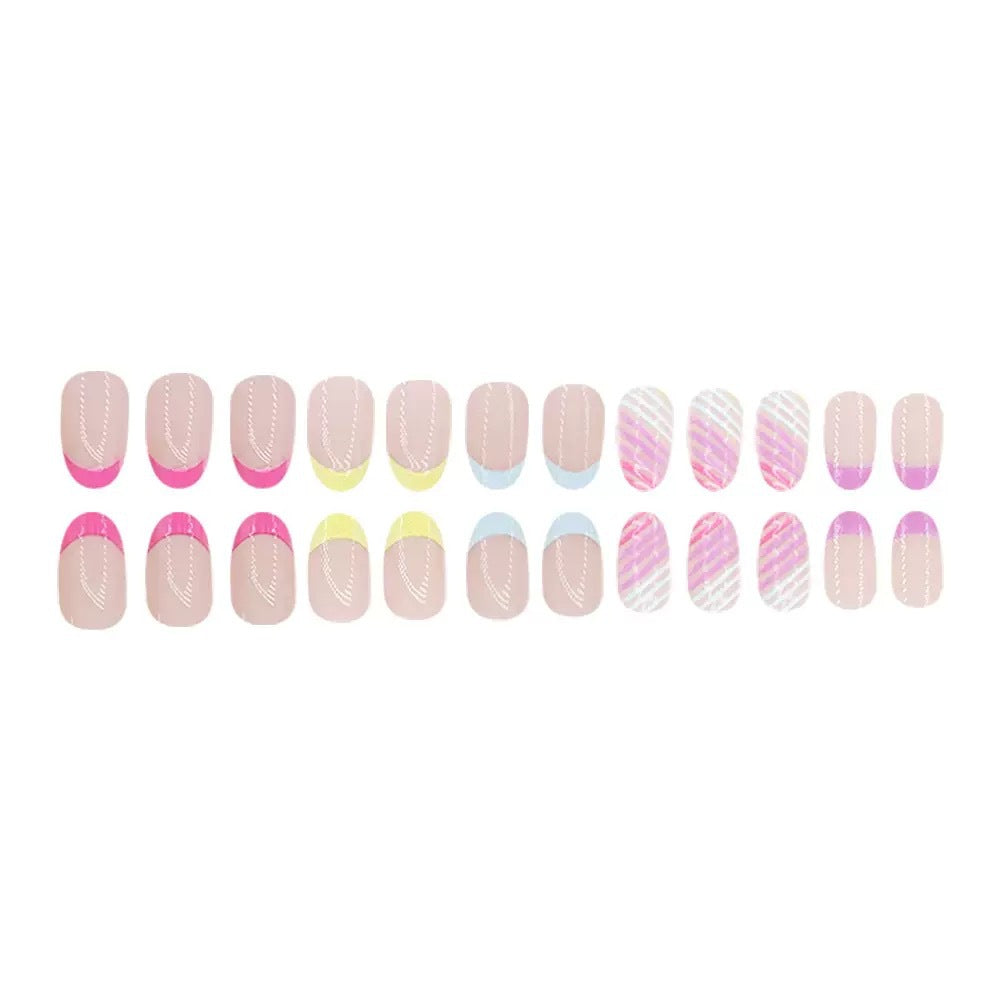 Artificial nail set with colorful neon accents Bowlift