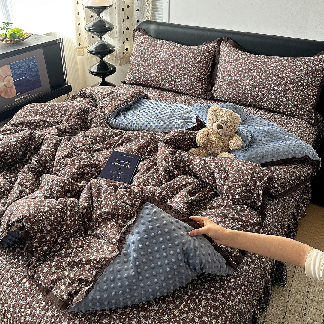 Plush Minky Dot Quilted Comforter Set