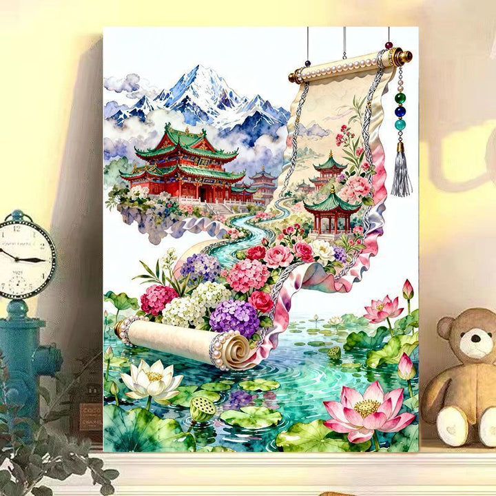 Elegant Chinese Landscape Scroll Art Print Bowlift