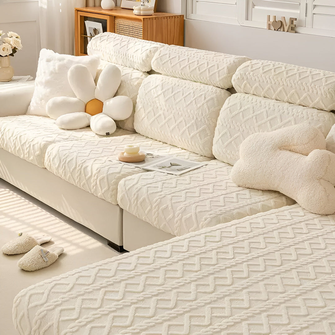 Samt-Sofa cover with diamond pattern – Soft & Luxurious | Perfect fit for any couch | Bowlift