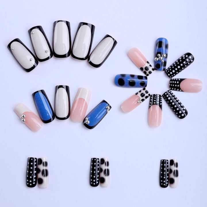 Stylish Point and Marble Design Artificials Nails Bowlift