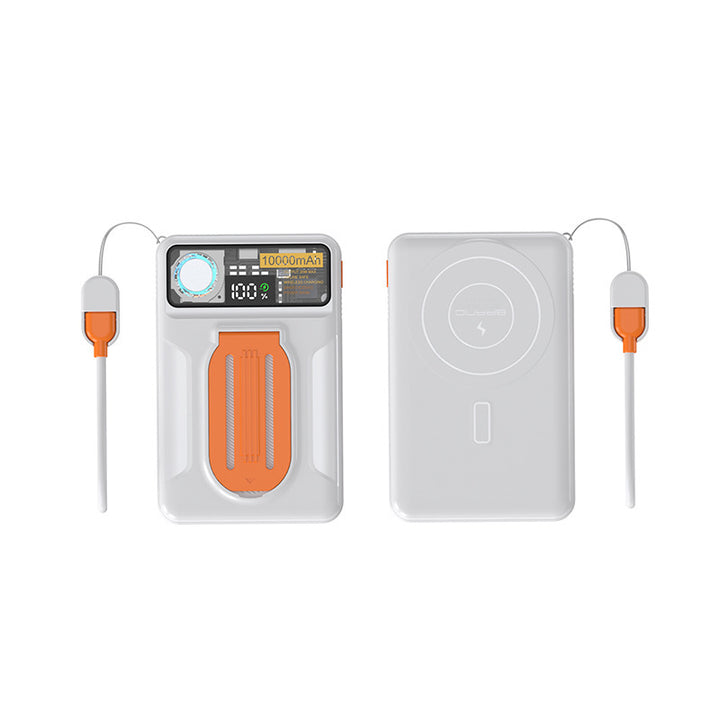 Portable power bank with integrated wireless charging station and precise LCD display Bowlift