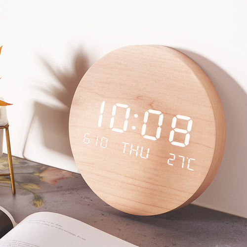 Round Digital Wall Clock with Multifunctional Display Bowlift
