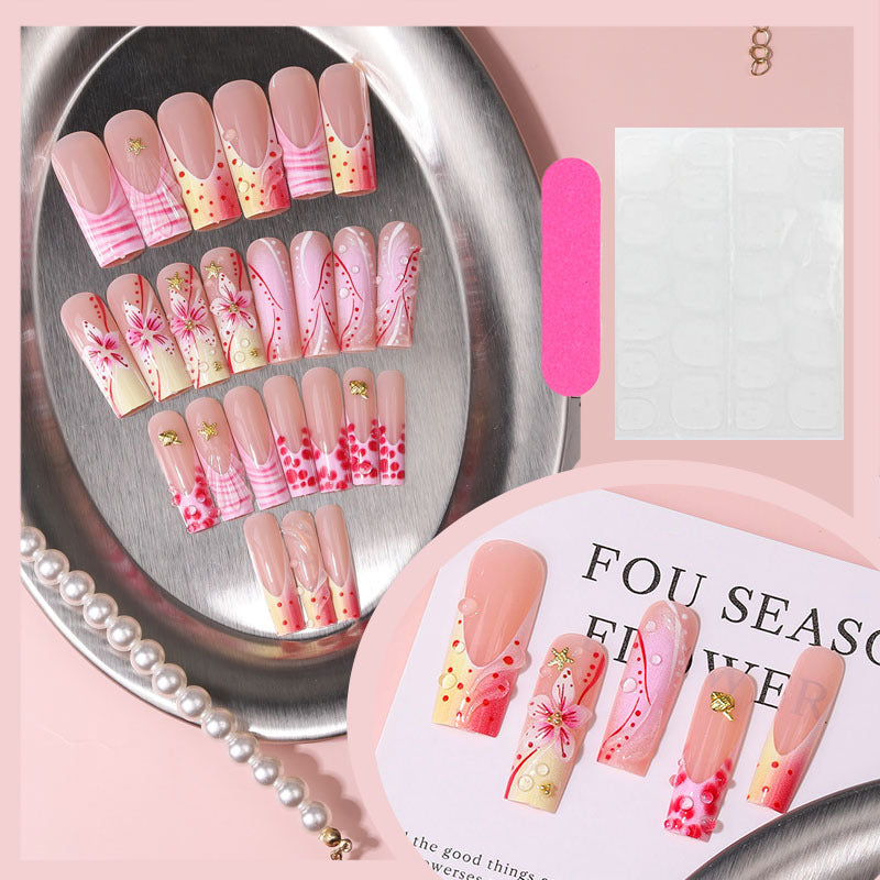 Artistic Floral Design Press-On Nail Tips Bowlift