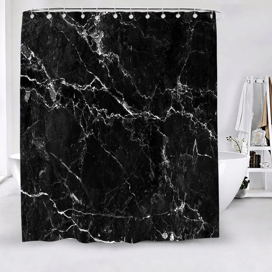 Marble Pattern Waterproof Shower Curtain Bowlift