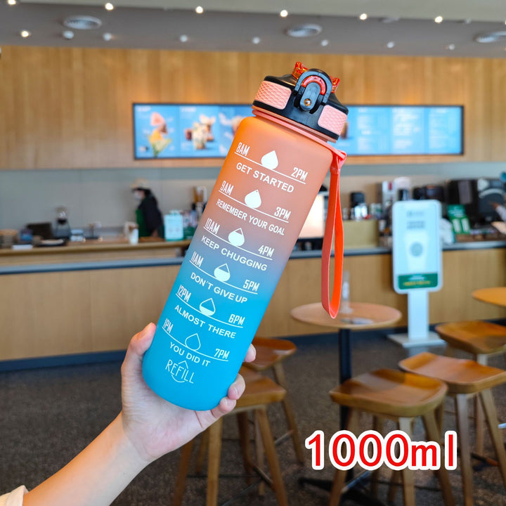 Ladies motivating water bottle with time markings Bowlift