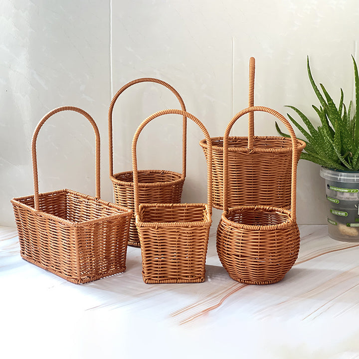 Handcrafted Wicker Storage Basket with Handle Bowlift