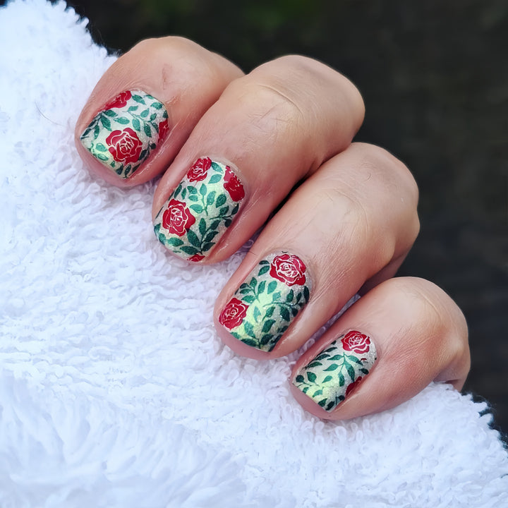 Artificial nails with romantic rose pattern Bowlift