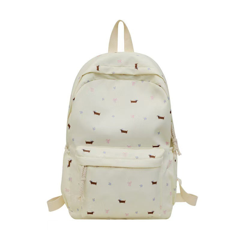 Backpack with Playful Dog Pattern Bowlift