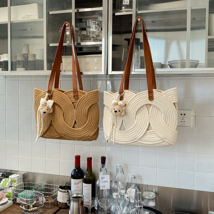 Designer shopping bag with decorative woven pattern Bowlift