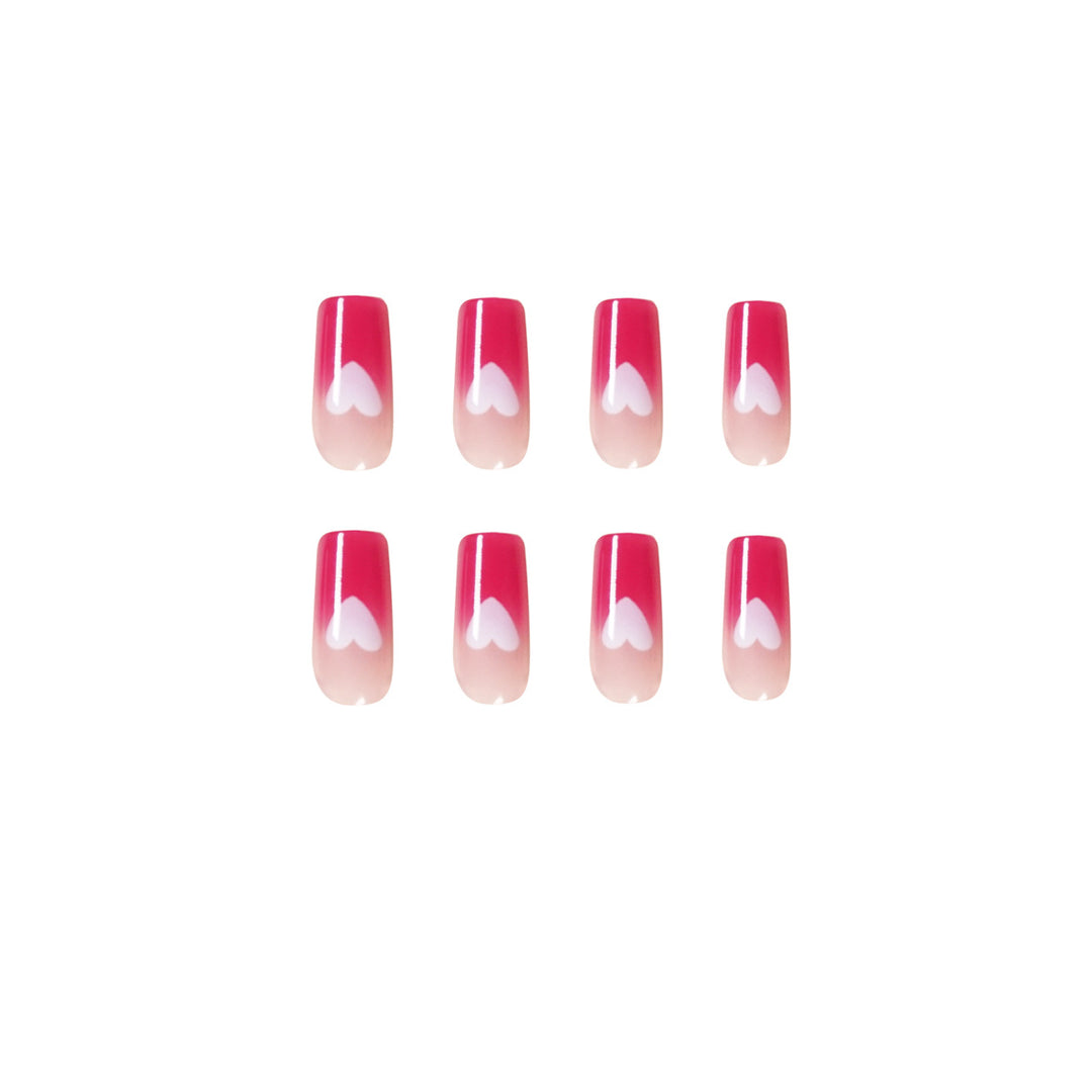 Artful nail extensions in romantic heart design Bowlift