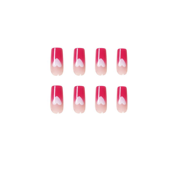 Artful nail extensions in romantic heart design Bowlift