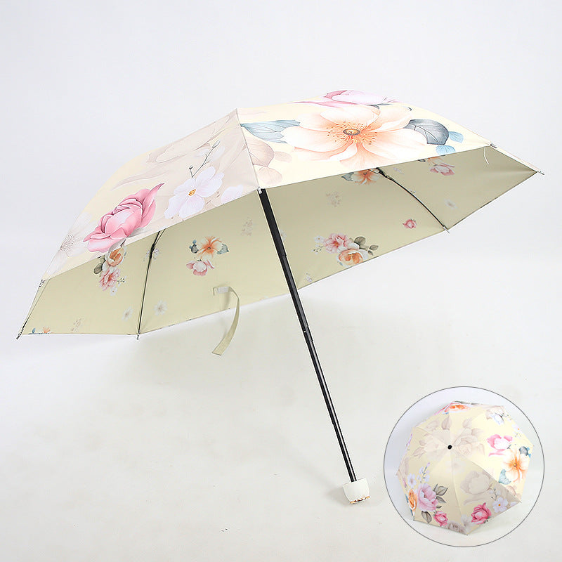 Ladies elegant folding umbrella with floral patterns Bowlift