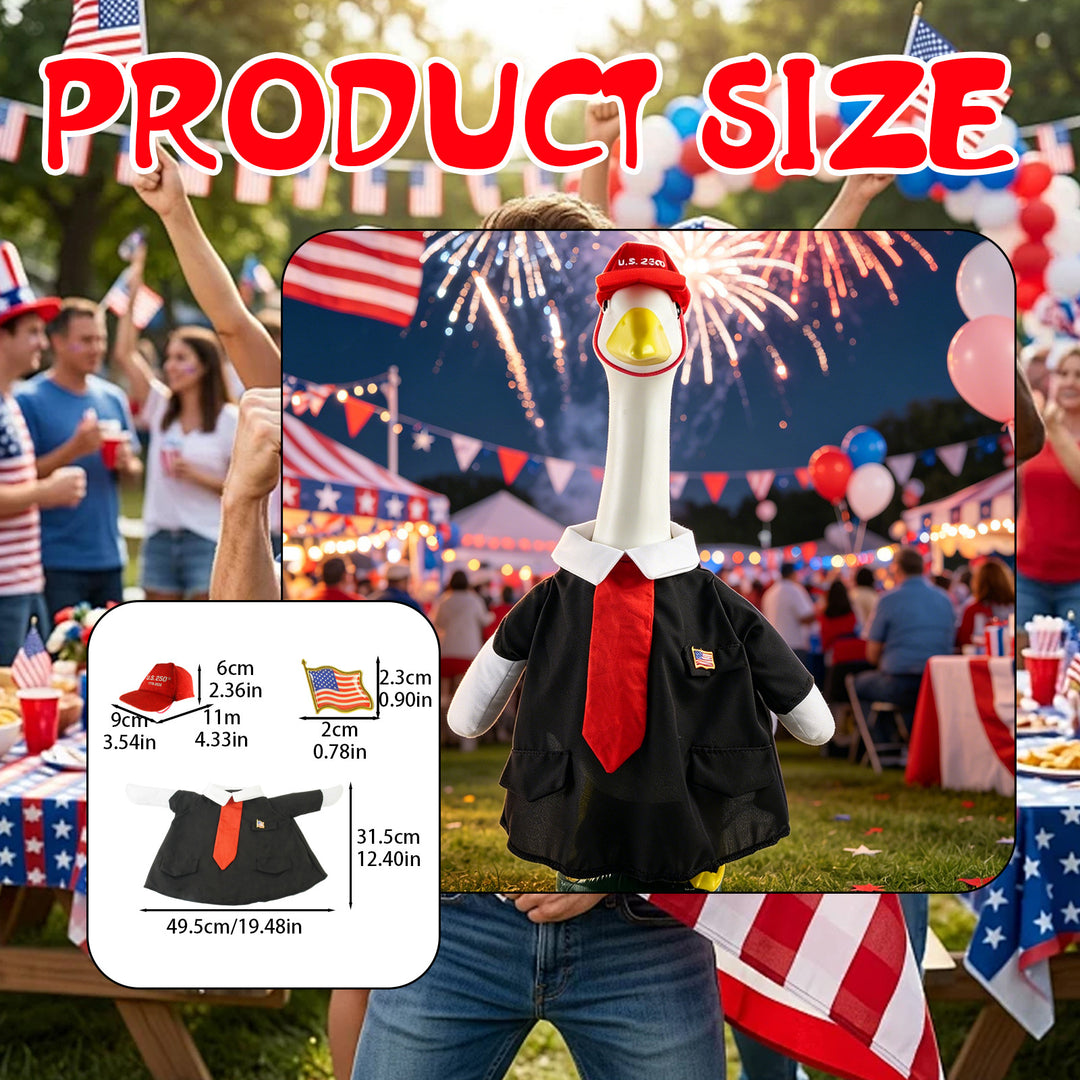 Unisex decorative fabric gander with patriotic costume and removable top hat Bowlift
